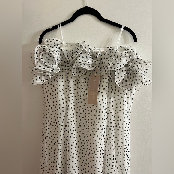KEEPSAKE THE LABEL MOONSHINE MIDI DRESS IN IVORY W BLACK SPOT - Picture 8 of 9